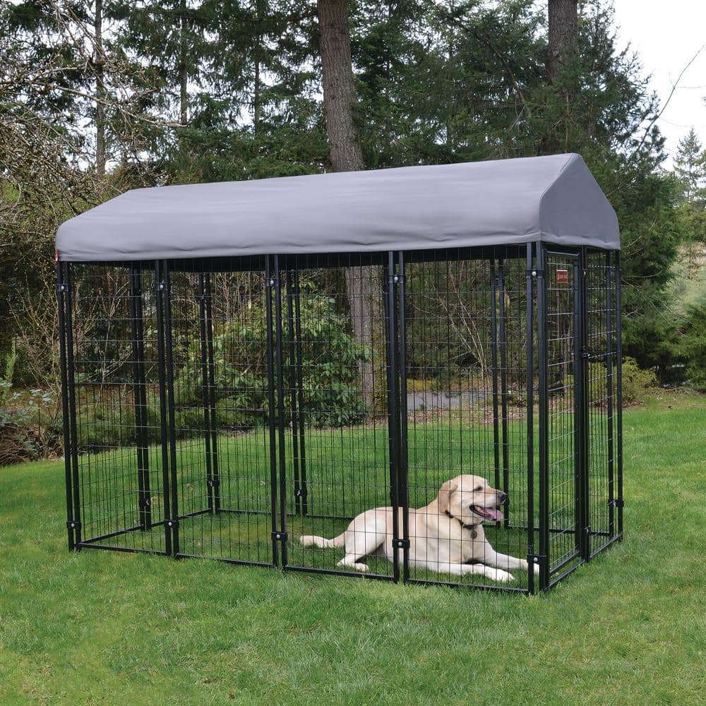 Lucky Dog STAY Series Steel Grey Villa Kennel (4 ft. x 8 ft. x 6 ft) UP8PRM-UR0310