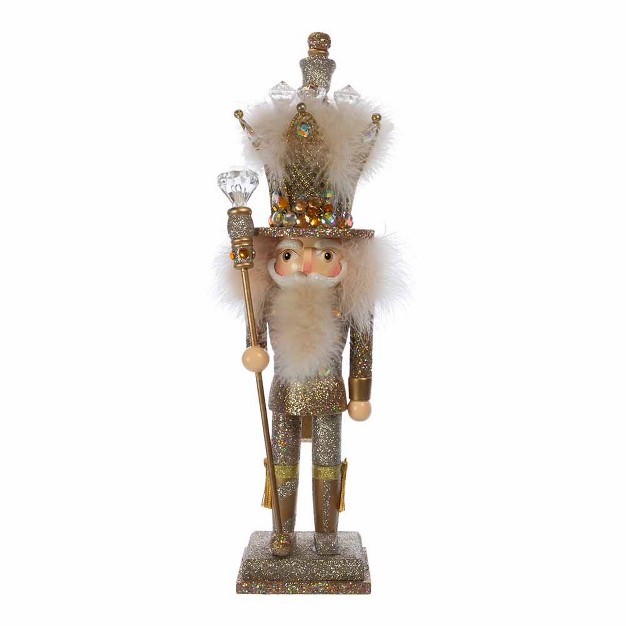 Kurt Adler 16 inch Hollywood Platinum And Gold Glitter King Nutcracker