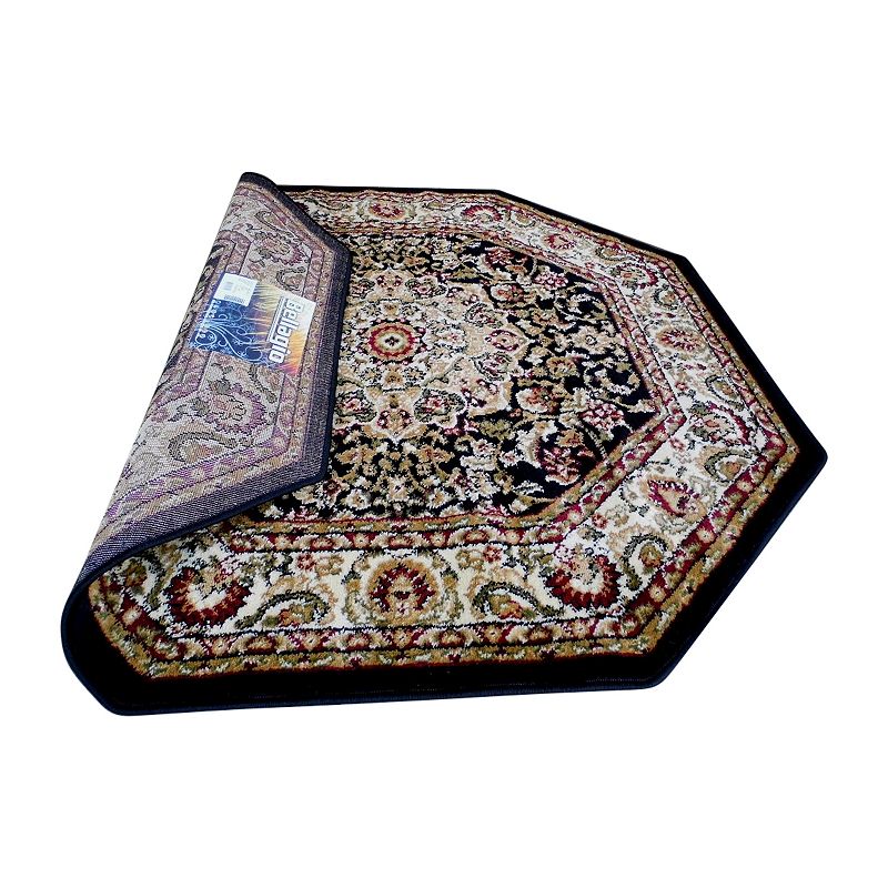 Masada Rugs Masada Rugs Bellagio Collection 7'x7' Traditional Octagon Area Rug in Black - Design B401