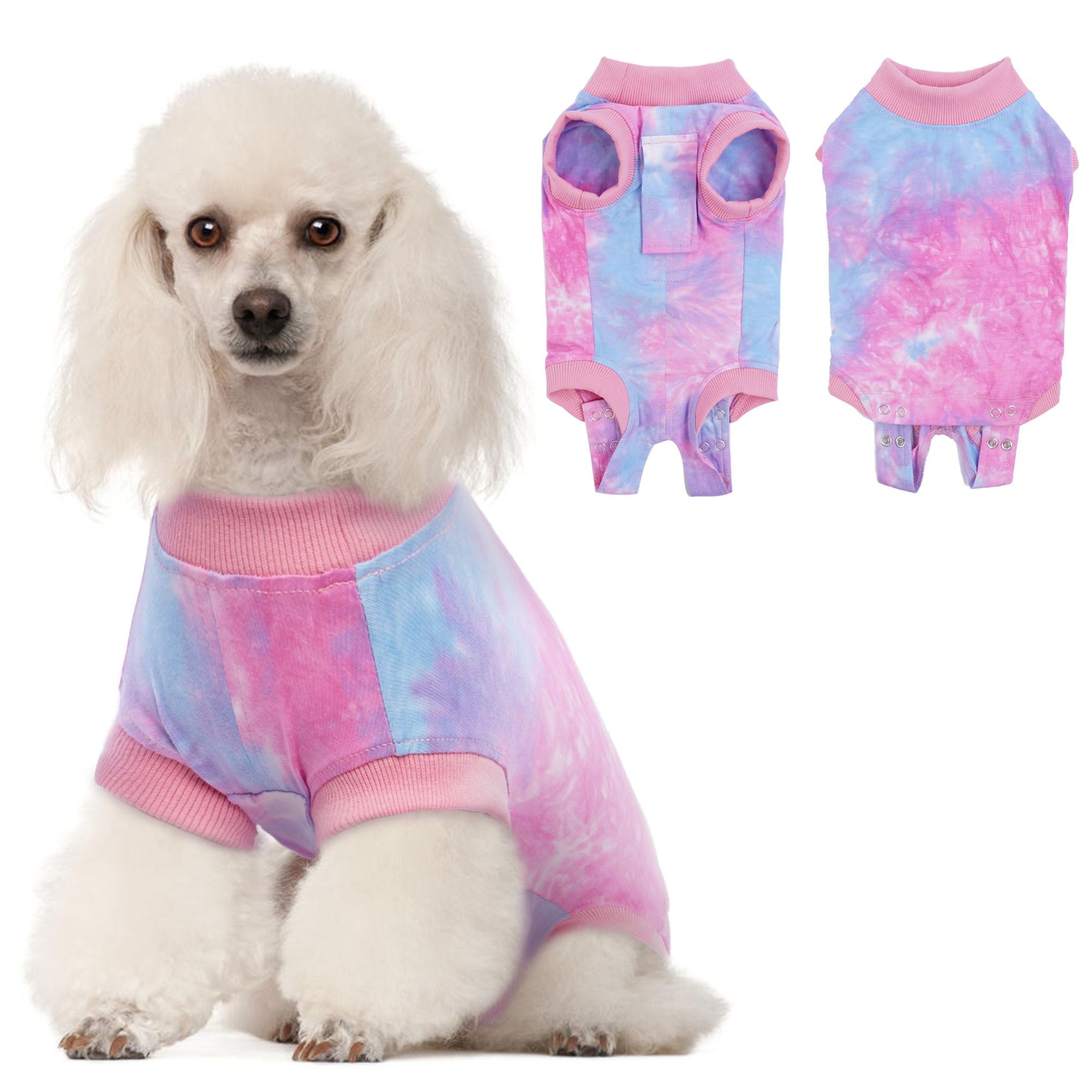 PUMYPOREITY Dog Surgery Recovery Suit， Tie-Dye Dog Onesie Recovery Suit After Surgery， Breathable Abdominal Wound Skin Diseases Protector， Cone Collar Alternative， Pet Dog Recovery Shirt， Pink