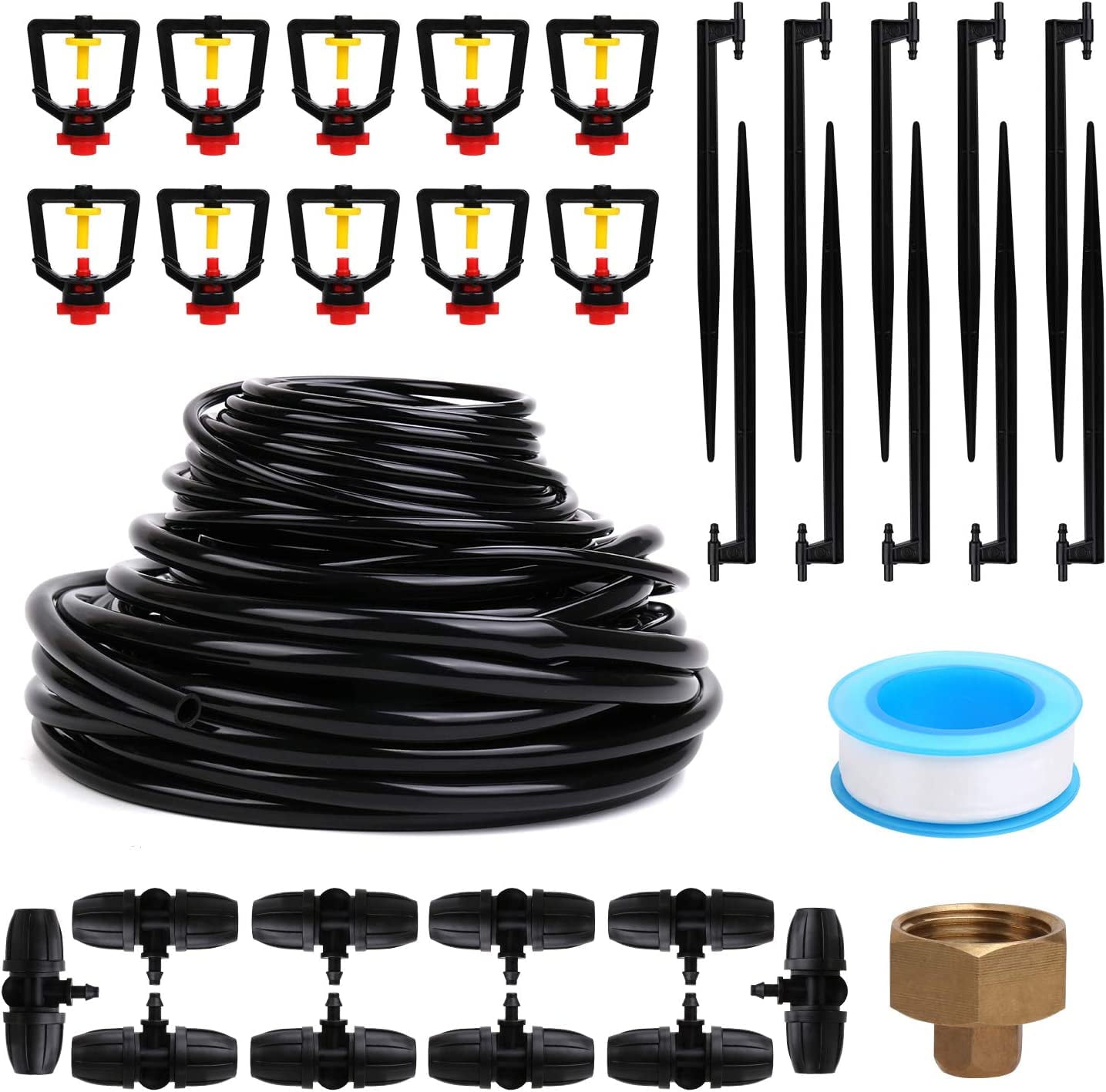 Flantor Garden Irrigation System - 100FT with 1/4 and 1/2 Inch Blank Distribution Tubing Watering Drip Kit for Garden， Flower Bed，Patio，Lawn