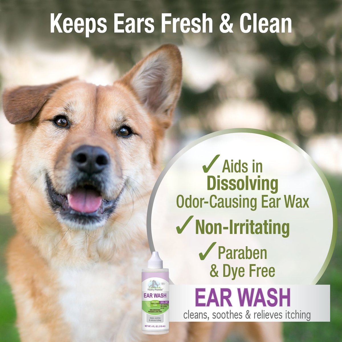 Four Paws Healthy Promise Cat and Dog Ear Wash， 4-oz bag