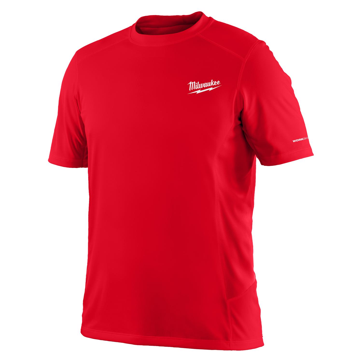 MW Workskin XL Short Sleeve Men\u0027s Crew Neck Red Lightweight Performance Tee Shirt