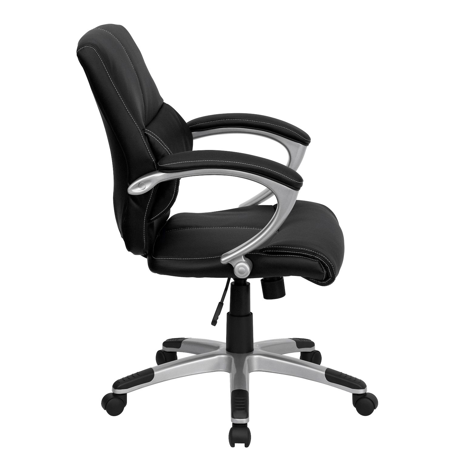 Emma and Oliver Mid-Back Black LeatherSoft Contemporary Swivel Manager's Office Chair - Arms