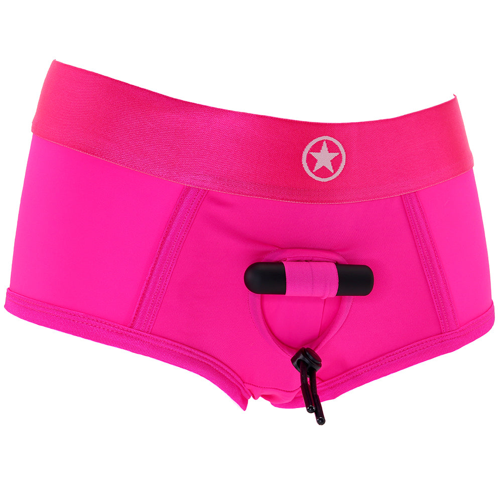 Ouch! Vibrating Pink Strap-on Brief in XL/2XL