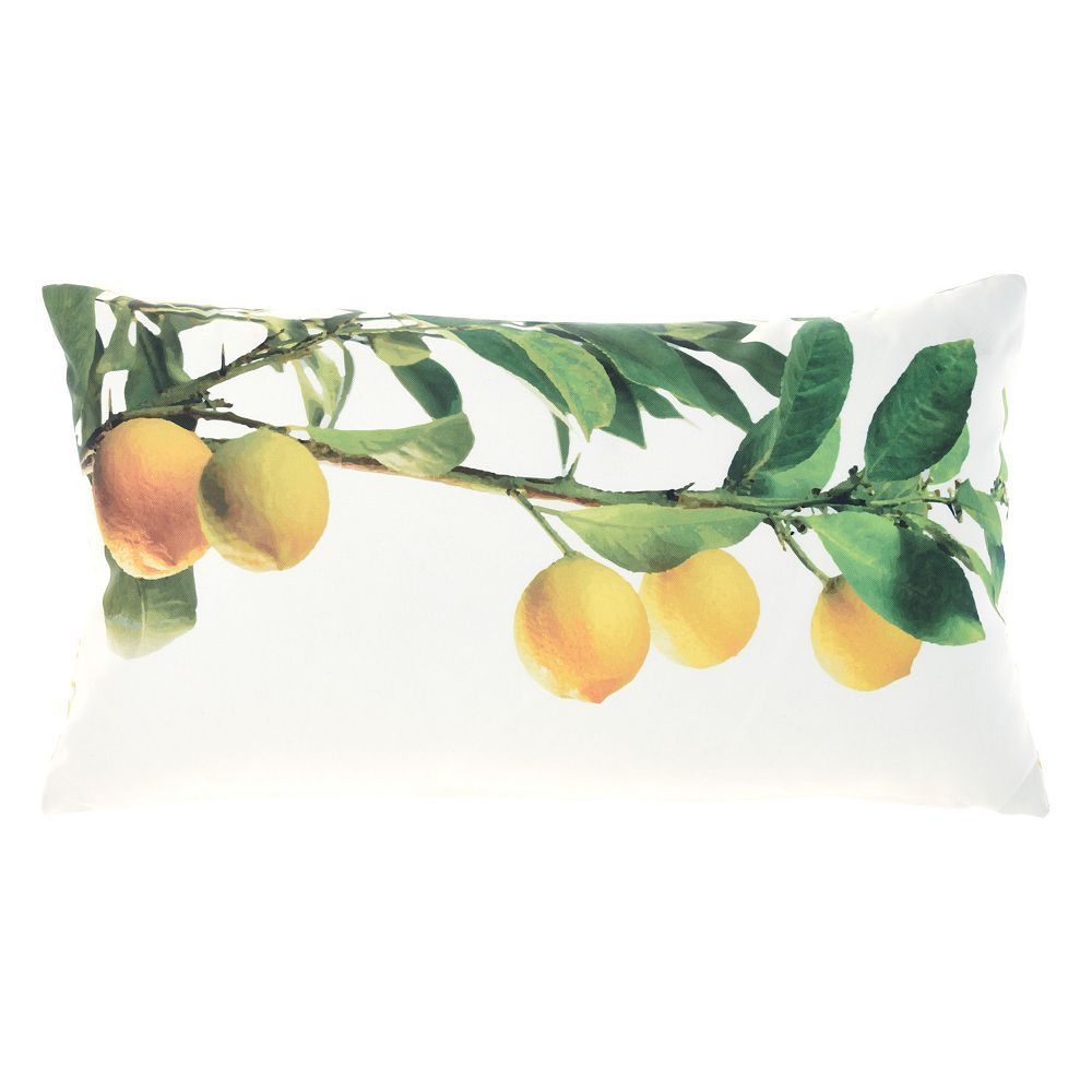 Mina Victory Outdoor Pillows Lemon Branch Reversible Dots Yellow Outdoor Throw Pillow