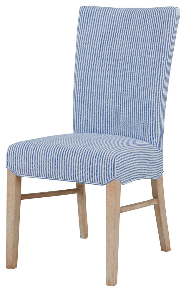 Pluto Fabric Chair Nwo Legs  Blue Stripes (Set Of 2)   Transitional   Dining Chairs   by Virgil Stanis Design  Houzz