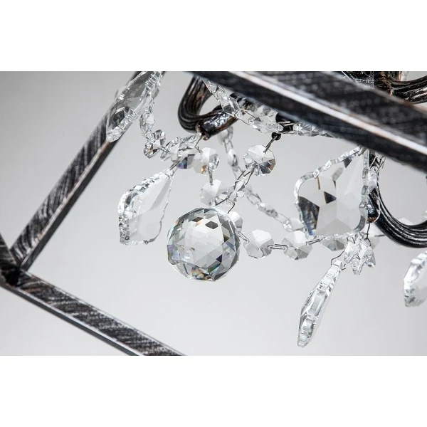Alena 4-Light Crystal Foyer Lantern Chandelier Antique Black - 24