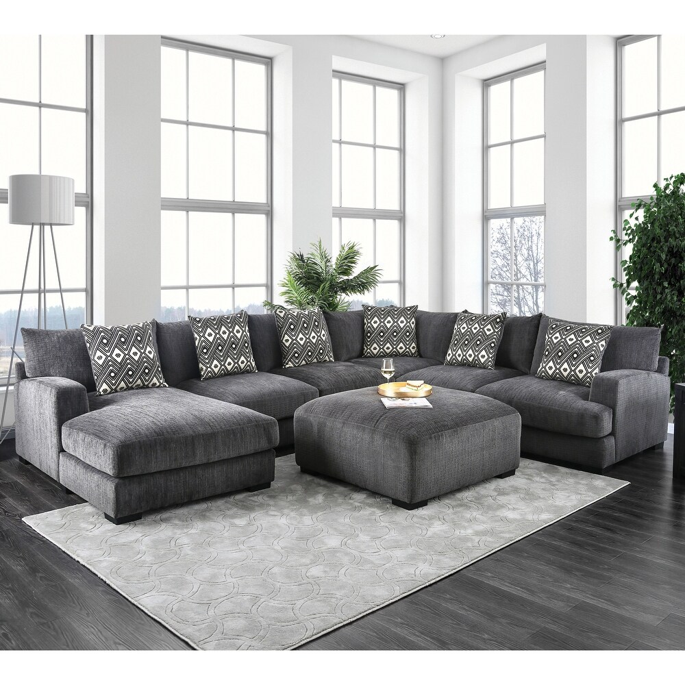 Cleo Modern Chenille Upholstered Modular Sectional by Furniture of America