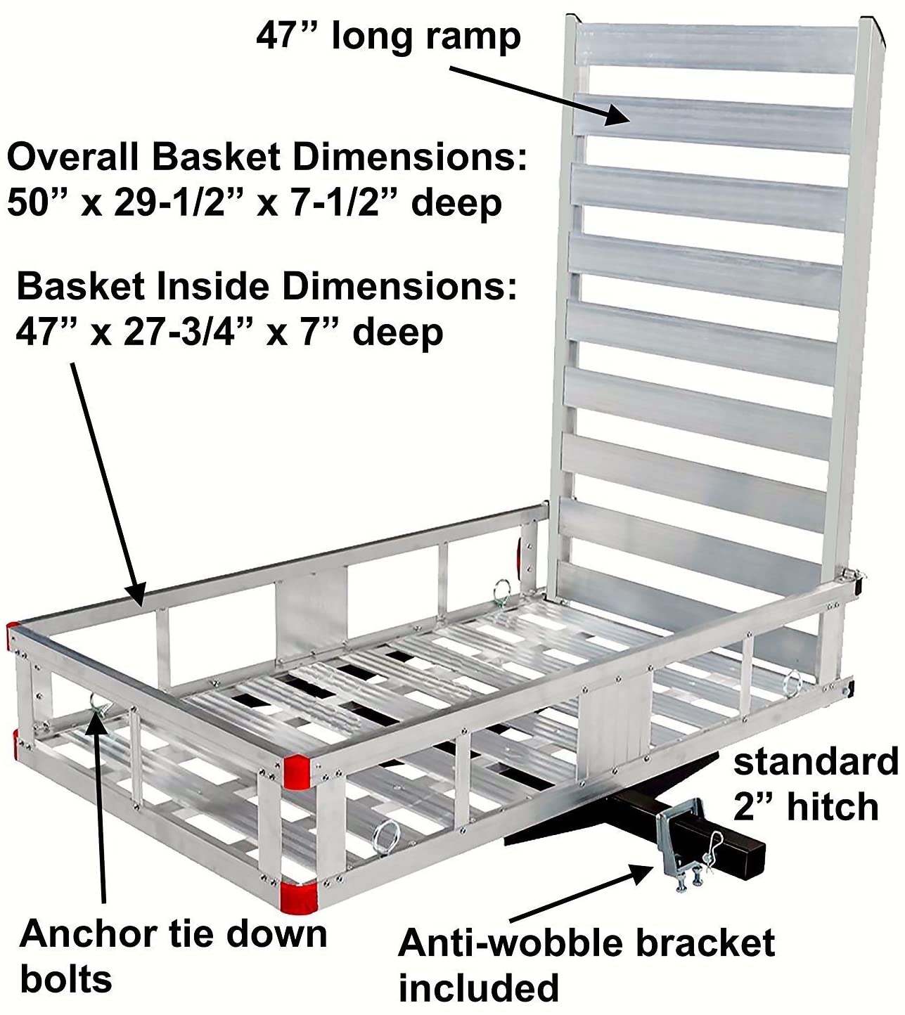 80779 Aluminum Hitch Mount Cargo Carrier with 47′′ Long Ramp, 1 Pack