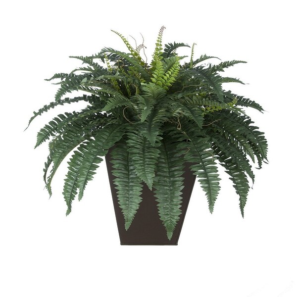 Faux Fern in Square Zinc Planter