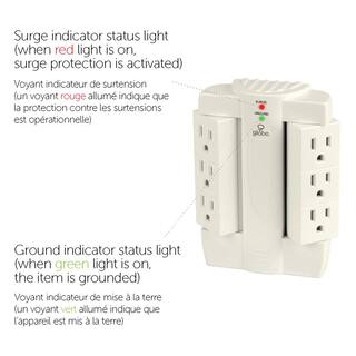 Globe Electric 6-Outlet Swivel Surge Protector White Wall Tap 7732001