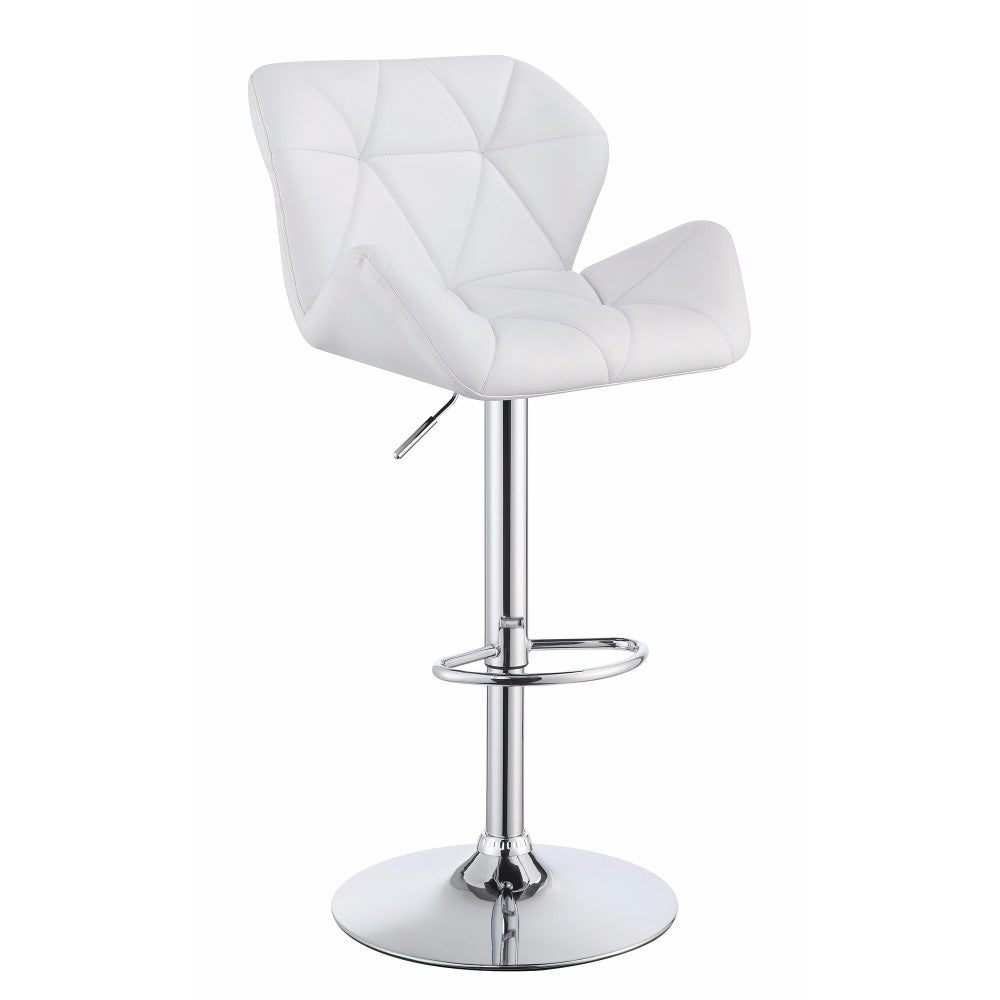 Adjustable Bar Stool with Chrome Base， White ，Set of 2 - 41 H x 20 W x 20.5 L Inches