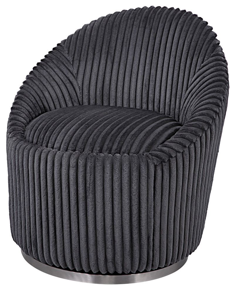 Crue Gray Fabric Swivel Chair   Contemporary   Armchairs And Accent Chairs   by Ownax  Houzz