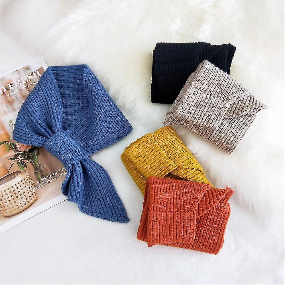 Women's Winter Scarf - Winter Women Solid Female Short Cross Cashmere Knitting Scarf Winter Women Solid Color Elastic Soft False Collar Neck Guard Fas