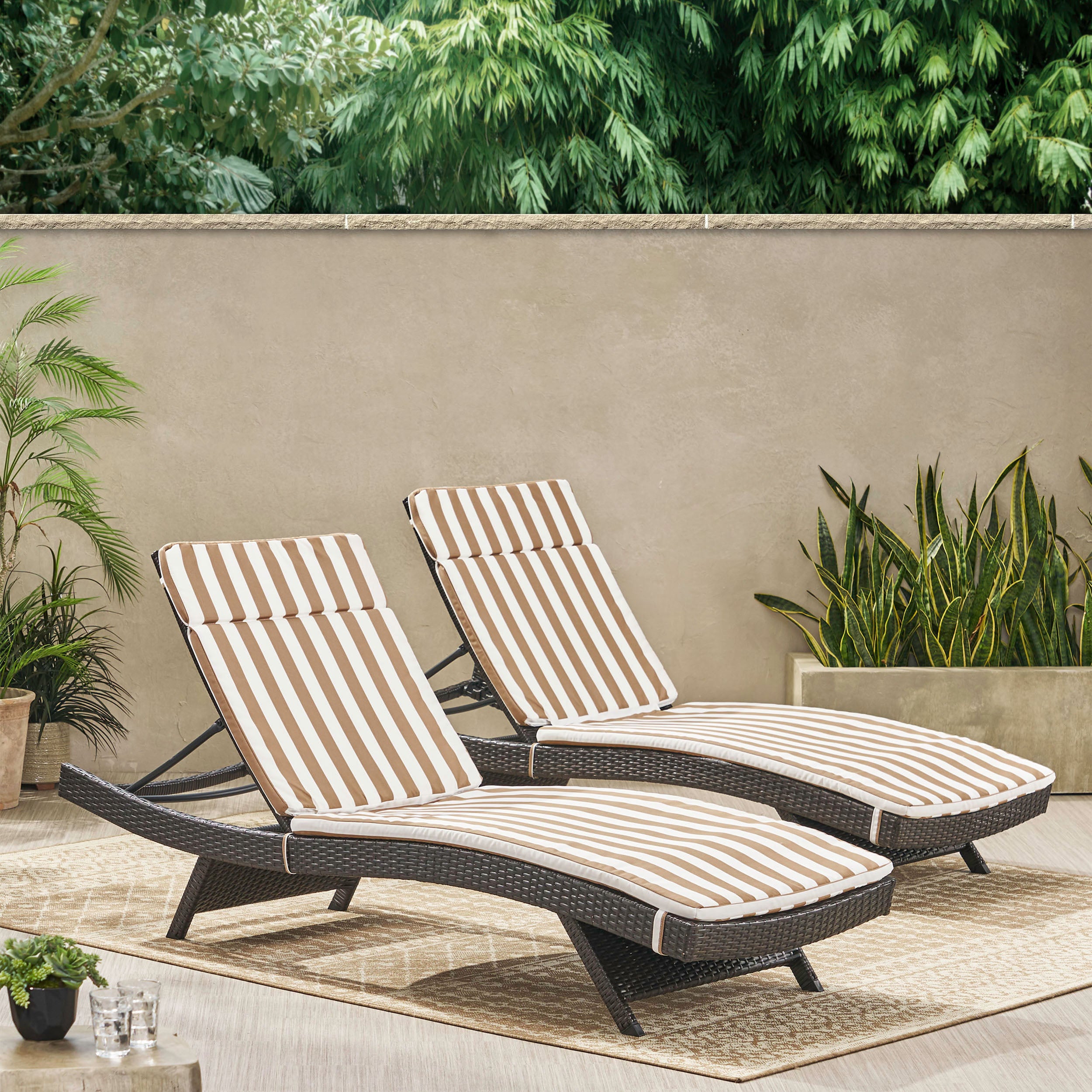 Albany Outdoor Water-Resistant Fabric Chaise Lounge Cushions (Set of 2)