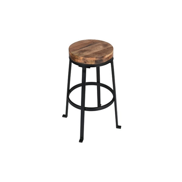 Enna Burned Mango Wood and Black Barstool - 19