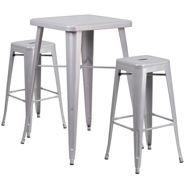 23.75inch Square Metal IndoorOutdoor Bar Table Set