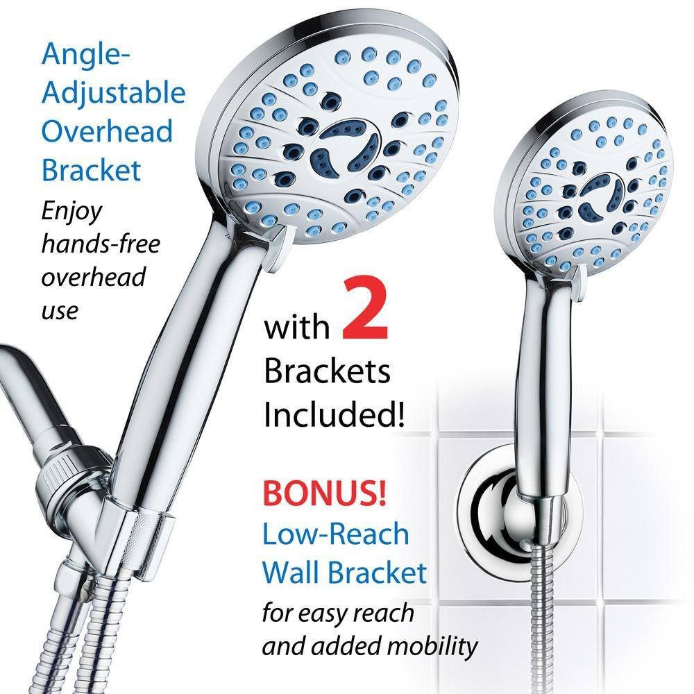 8-Spray Patterns 1.8 GPM 4.5 in. Wall Mounted Dual Shower Head and Adjustable Pressure Hand Shower in Silver 1639