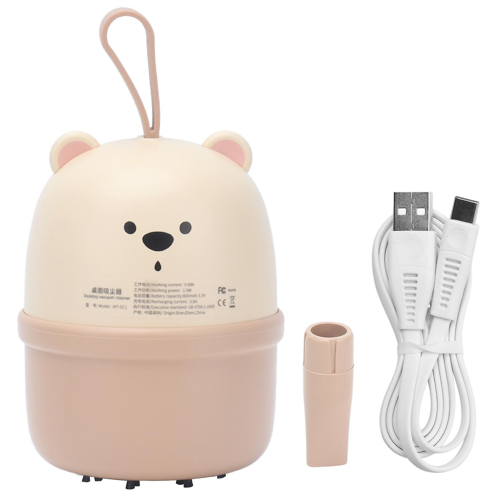 Mini Desktop Dust Collector USB Charging Mini Portable Bear Kids Desktop Keyboard Vacuum CleanerBeige