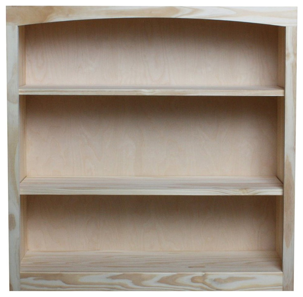 Pemberly Row 36 quotx 36 quotTraditional Pine Wood Bookcase in Natural   Farmhouse   Bookcases   by Homesquare  Houzz