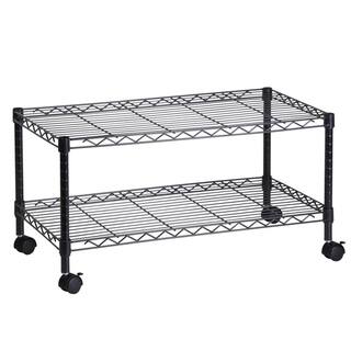 Honey-Can-Do 2-Tier Steel Wire Rolling Media Cart in Black CRT-03937