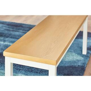 StyleWell Donnelly White Metal Dining Bench with Natural Finish Wood Seat (48 in. W x 18 in. H) CH8002WH