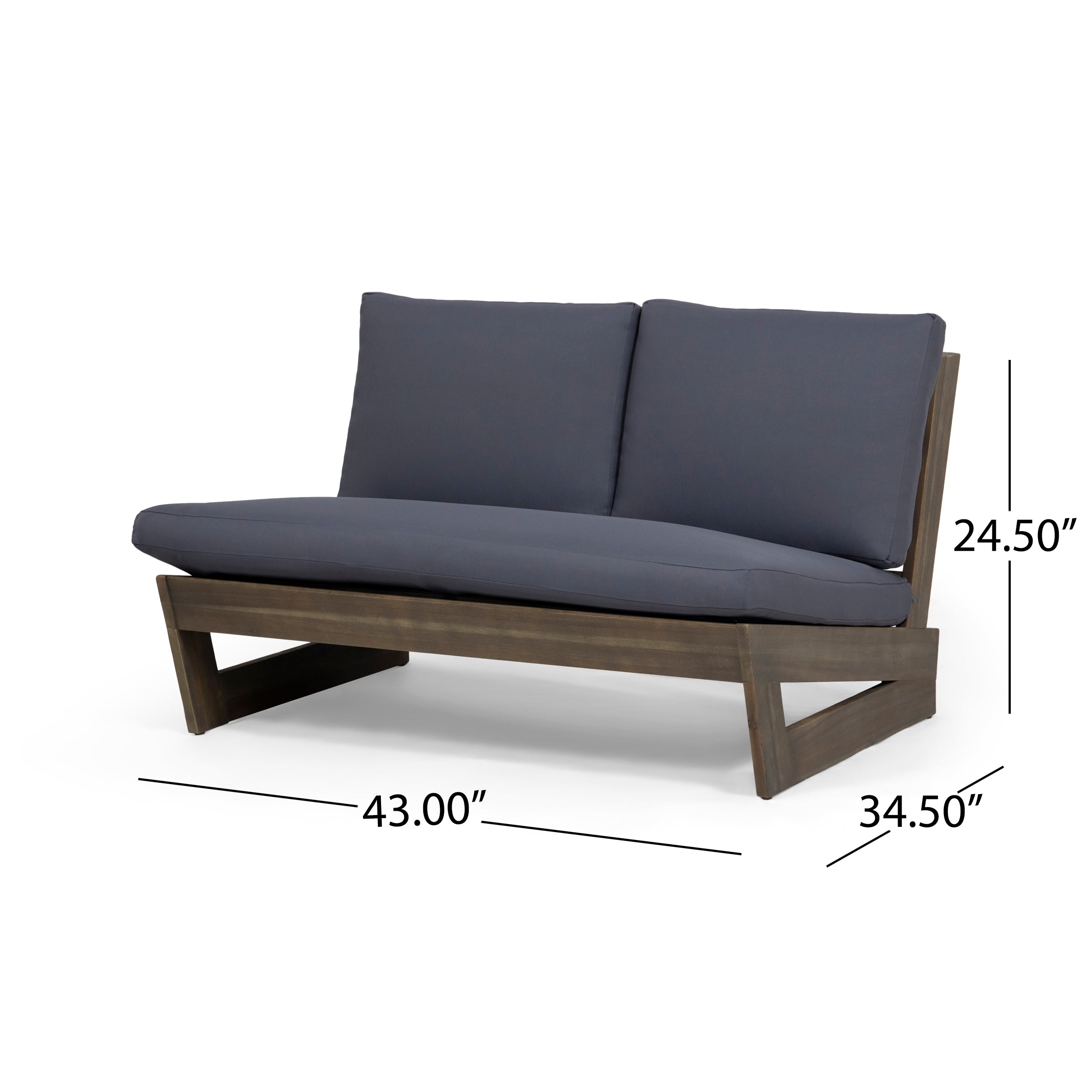 Kaitlyn Outdoor Acacia Wood Loveseat with Cushions