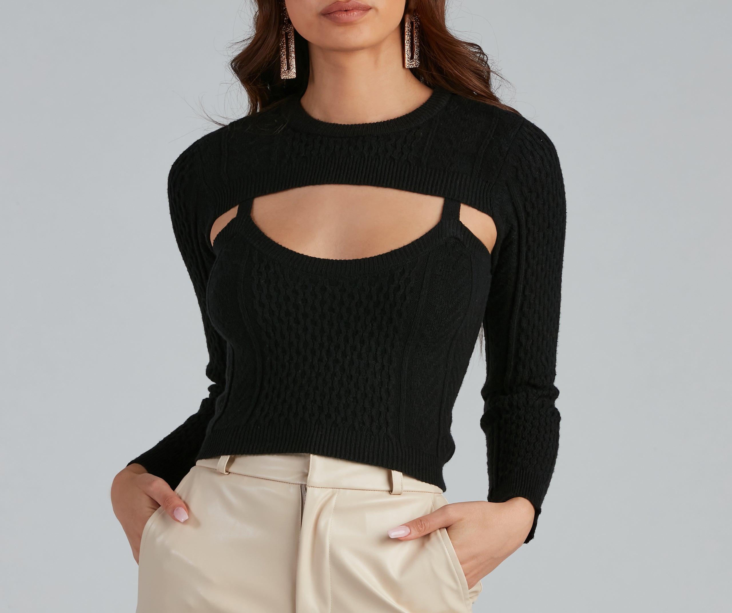 Keeping Knit Trendy Cable Knit Top