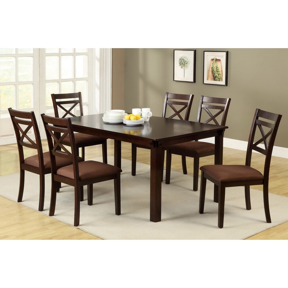 Wivo Contemporary Brown Solid Wood 7 Piece Dining Set by Furniture of America