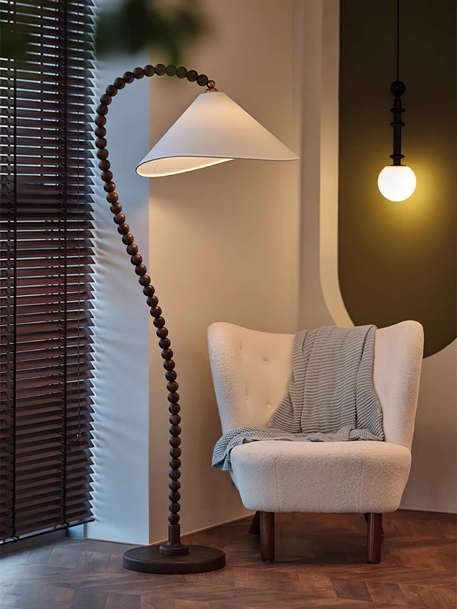 Wooden Bead Floor Lamp