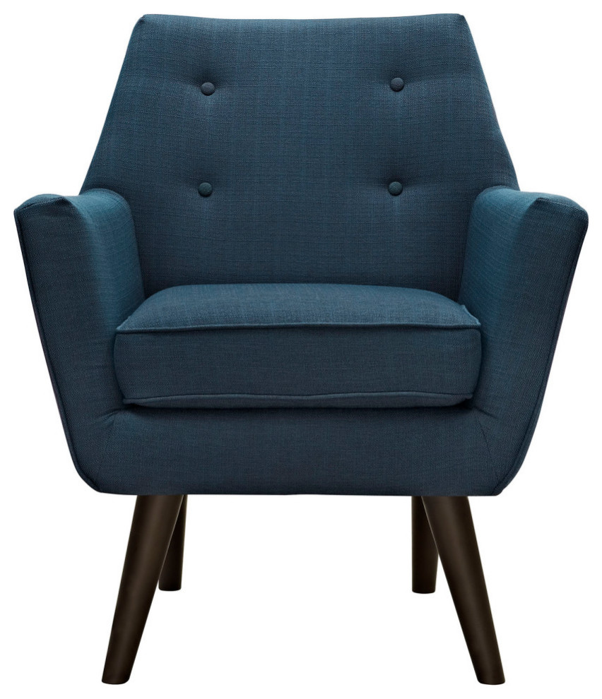 Ezra Azure Upholstered Fabric Armchair   Midcentury   Armchairs And Accent Chairs   by Peachtree Fine Furniture  Houzz