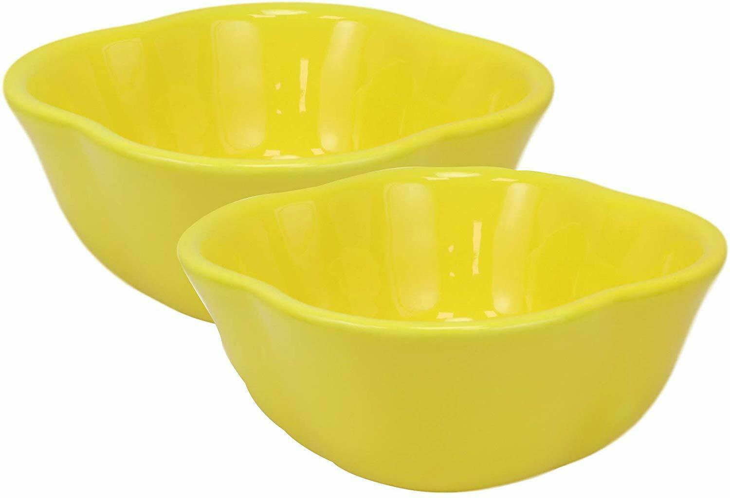 1 Ceramic Yellow Bell Pepper 12oz Bowl Condiments Container Set Of 2 EBR02