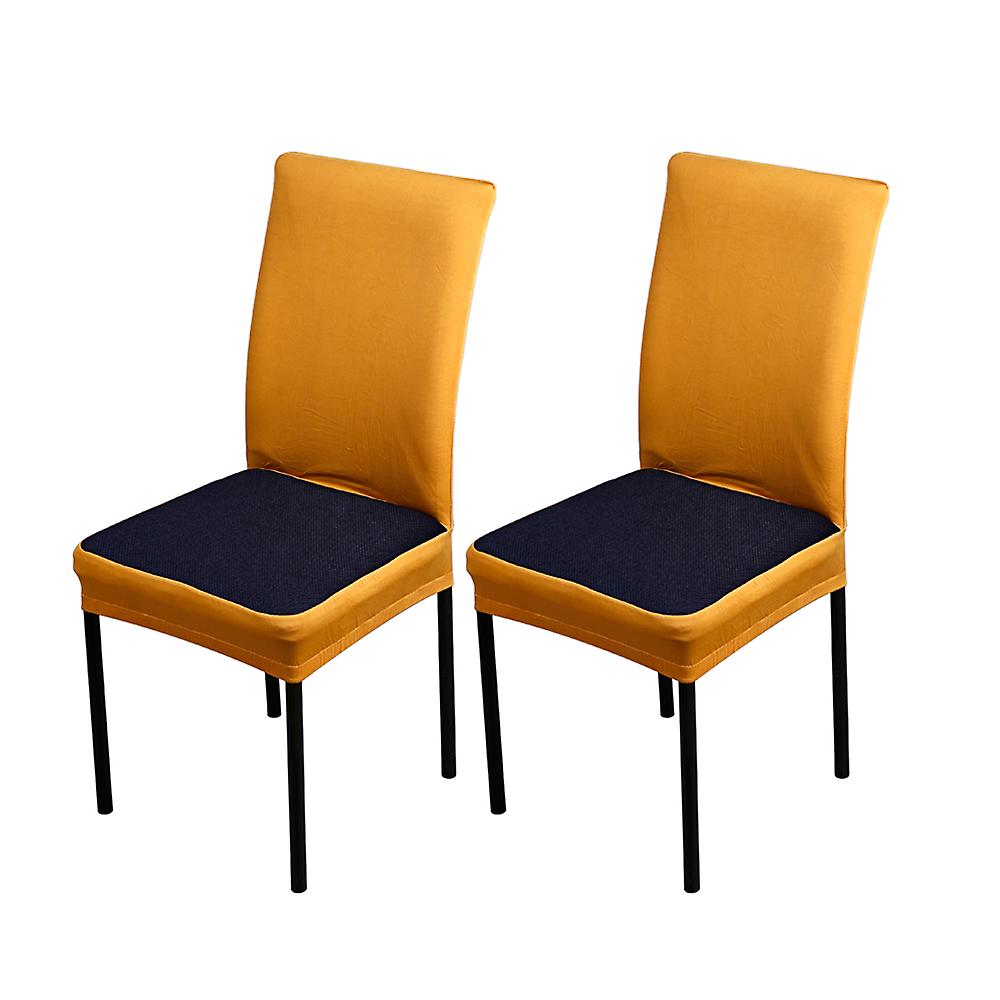 Yellow 2pcs/set Breathable Spandex Stretchable Dining Chair Seat Covers Dustproof Ceremony Chair Slipcovers Protectors Wedding Events Decoration--yell