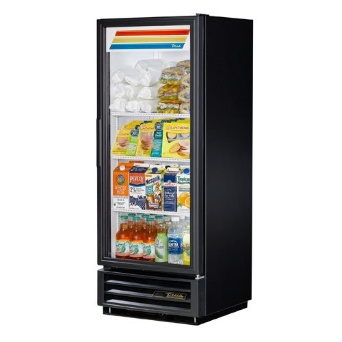 True GDM-12-HC-LD - Glass Door Refrigerated Merchandiser - One Door - 12 Cu. Ft.， Black， Right Hinge