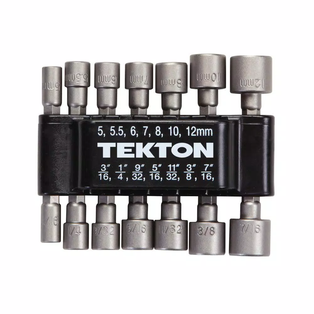 TEKTON 3/16 in. to 7/16 in. 5 mm to 12 mm Steel Power Nut Driver Bit Set (14-Piece) and#8211; XDC Depot