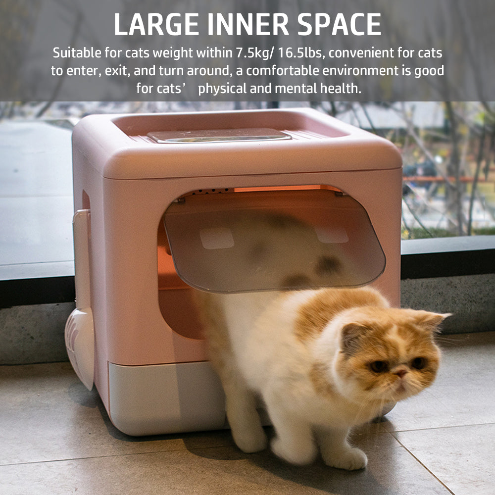 Portable Foldable Cat Litter Box Large Fully Enclosed Cat Potty Toilet Front Entry Exit with Lid Litter