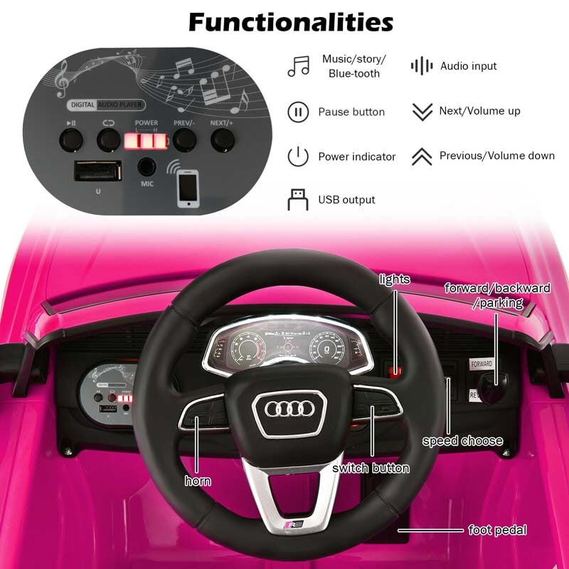 12V Licensed Audi Q8 Kids Ride On Car, Battery Powered 4 Wheeler Riding Toy Car with Remote Control