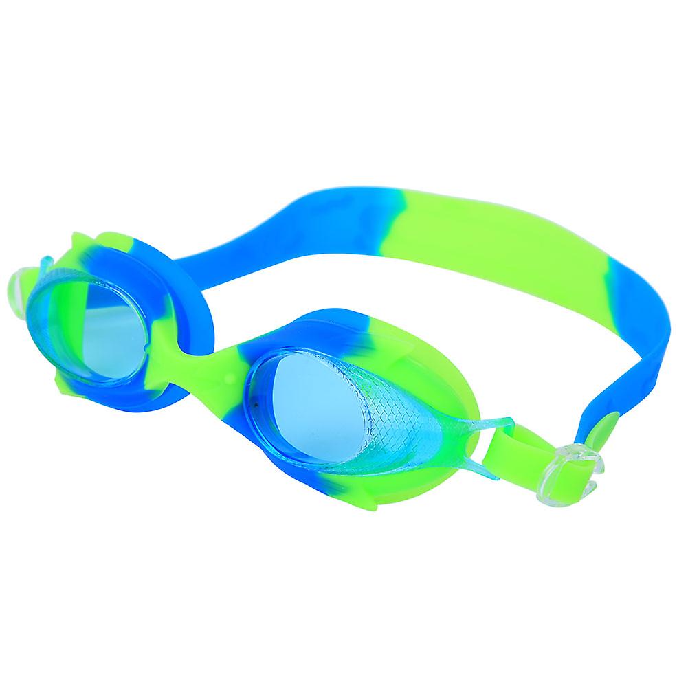 Cartoon Swimming Goggles Cute Fish-shaped Anti Fog Adjustable Swim Glasses For Childrenblue And Green