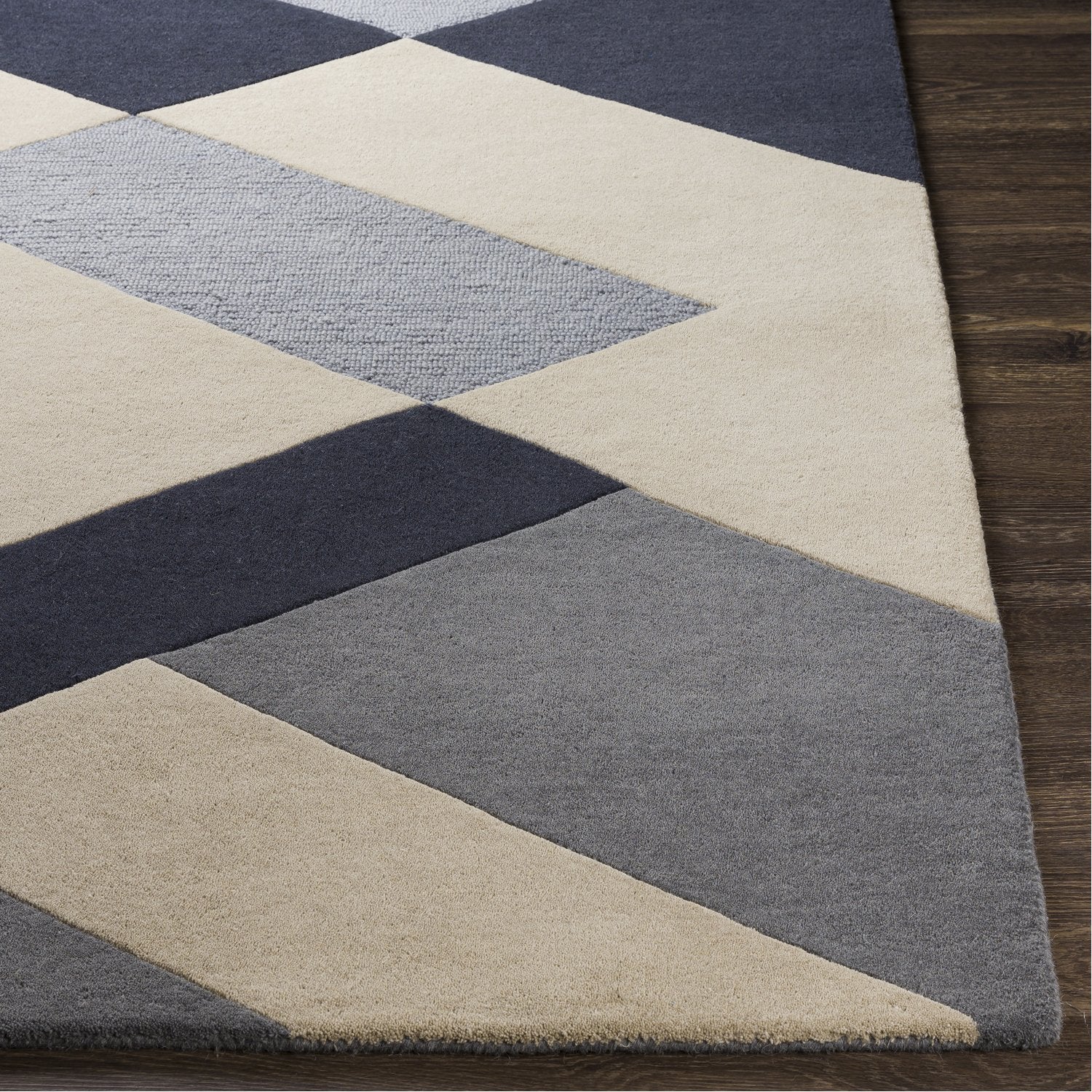 Kennedy Hand Tufted Rug in Navy, Taupe, Khaki, Charcoal, Denim