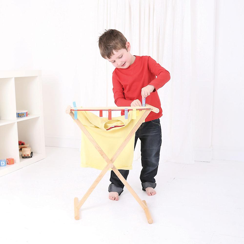 Bigjigs Toys Wooden Children's Pretend Play Clothes Airer Roleplay Kids