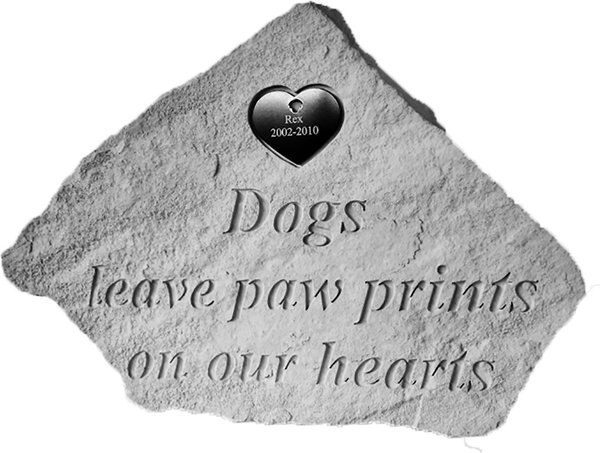 Kay Berry Dogs Leave Pawprints Metal Heart Personalized Stone