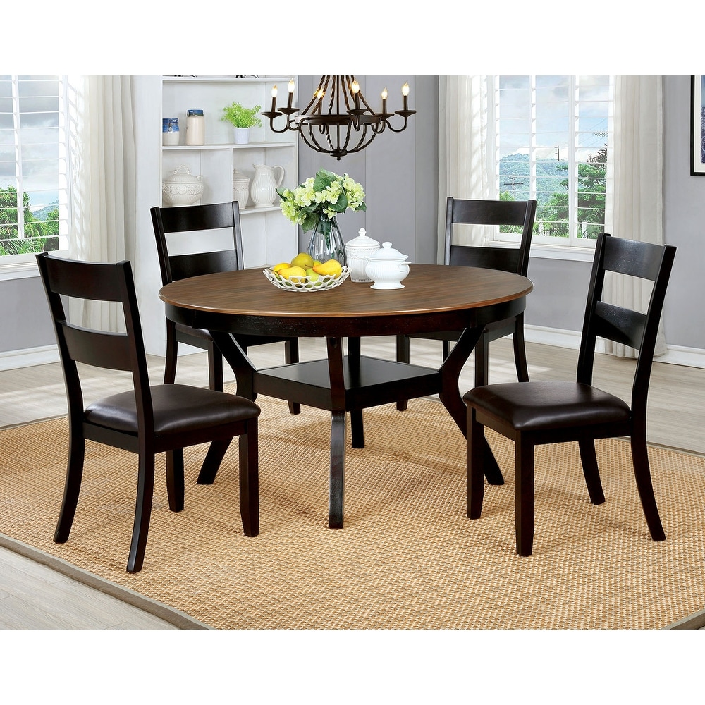 Round Dining Table in Dark Brown and Medium Oak   Round Top