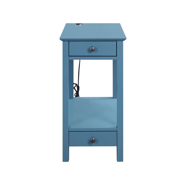 Byzad Side Table With Usb Charging Dock Teal Acme Furniture