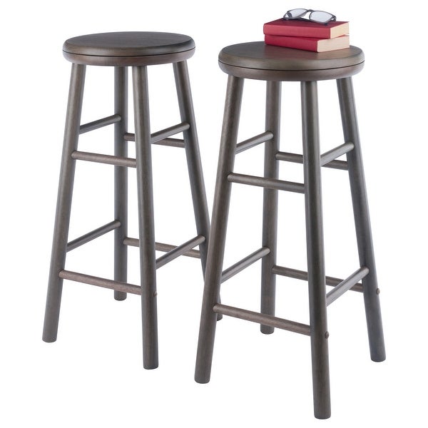 Shelby 2-Pc Swivel Seat Bar Stool Set， Oyster Gray