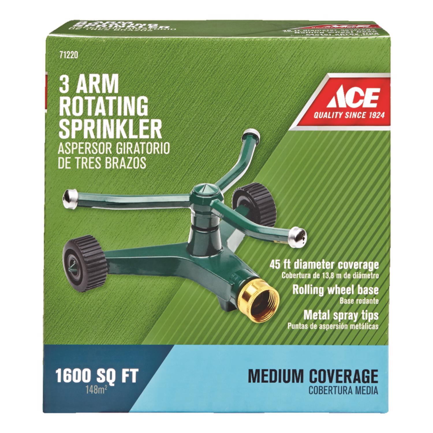 Ace Metal Wheeled Base Rotating Sprinkler 1600 sq ft 1 pk