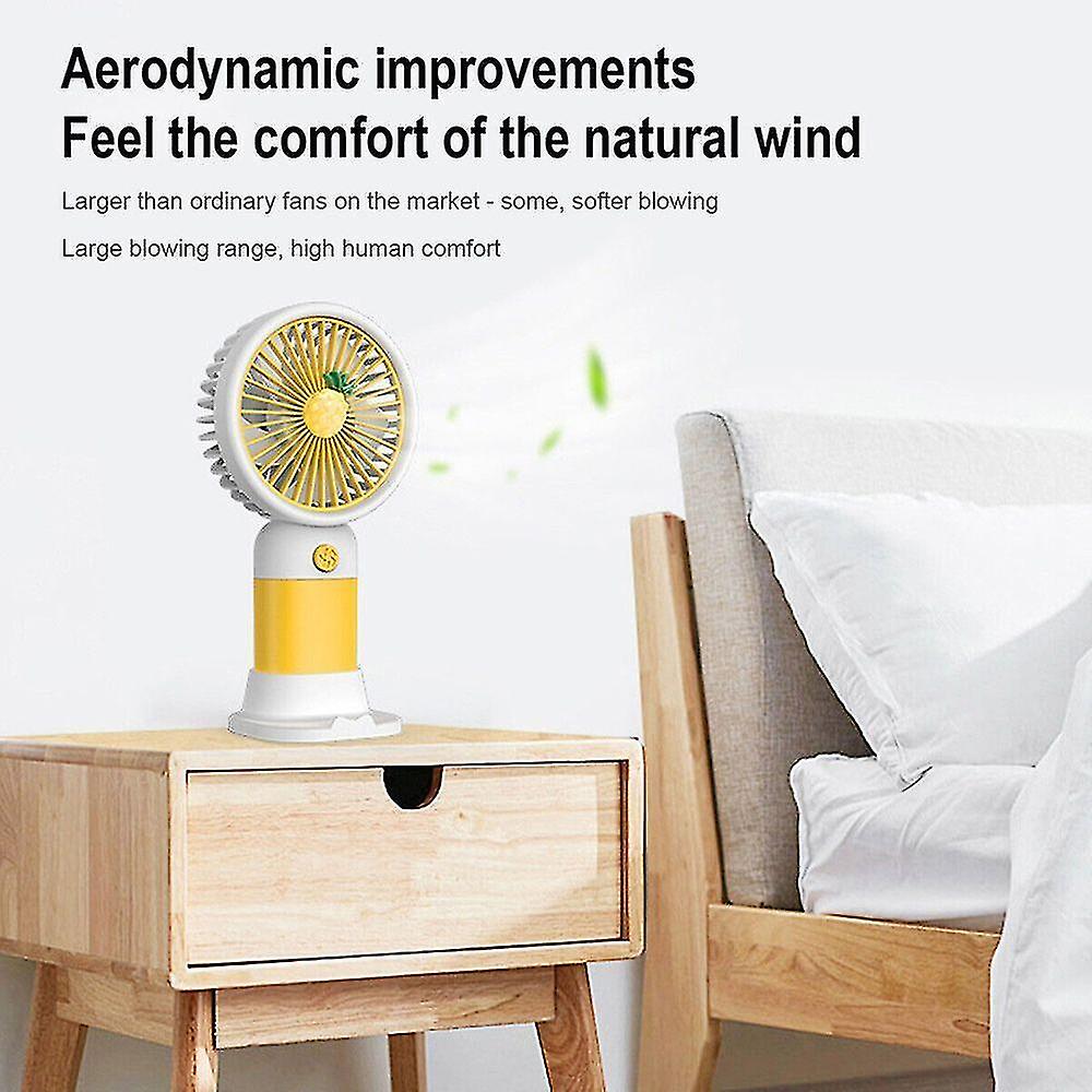 Plastic Phone Holder Folding Desk Fan Small Cooler Hand-held Fans Cooling Fans. (yellow)(1pcs)