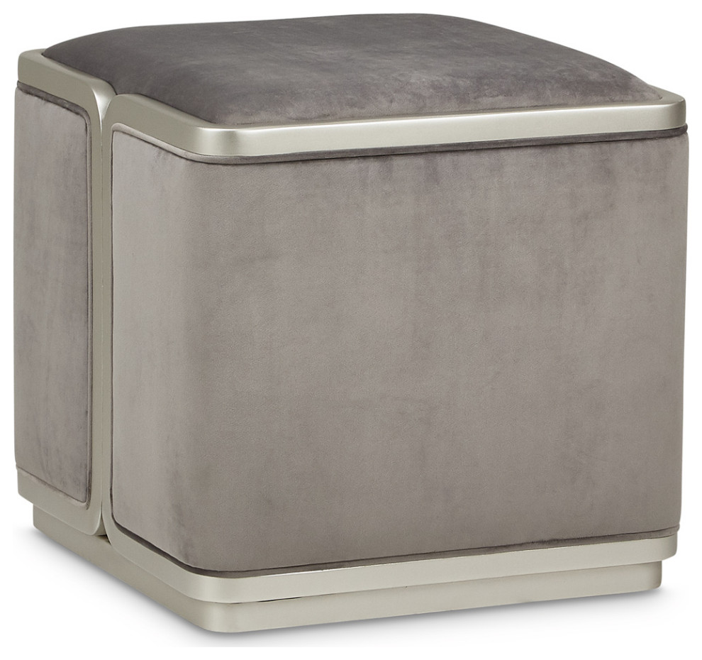 Linea Ottoman   Gray Pearl/Silver Mist   Contemporary   Footstools And Ottomans   by Michael Amini  Houzz