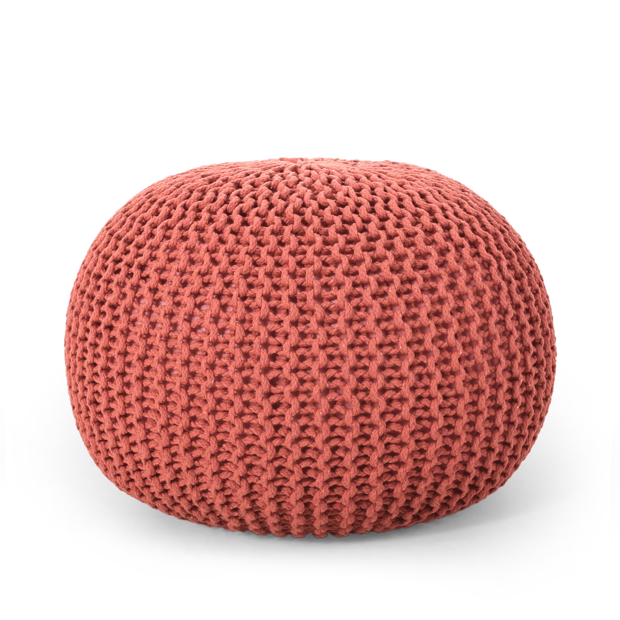 Barwick Modern Knitted Cotton Round Pouf