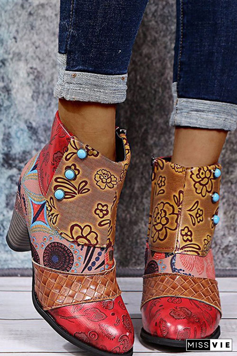 Boho Chunky Heeled Boots Women Wholesale